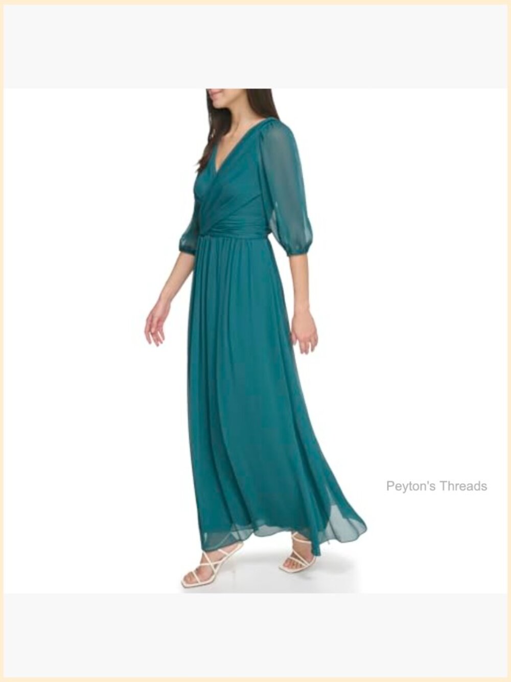 Long Chiffon V-Neck Dress - Picture 2 of 6